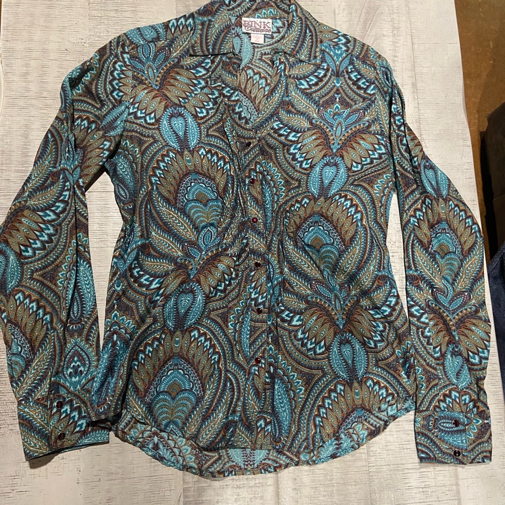 Pink Cattlelac Paisley Pearl Snap Shirt